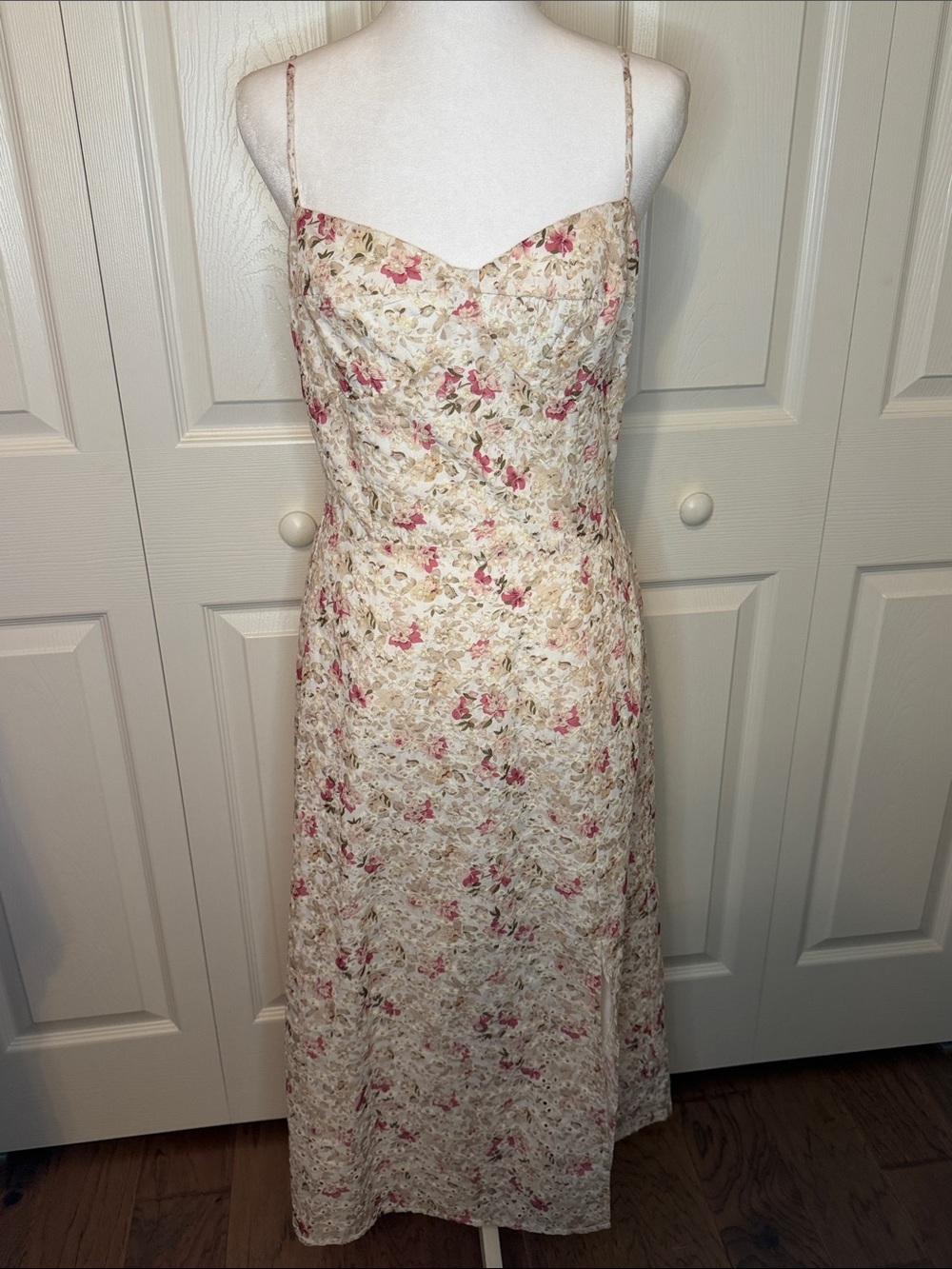 Chelsea28 Cream Maxi Dress with Pink Floral Print